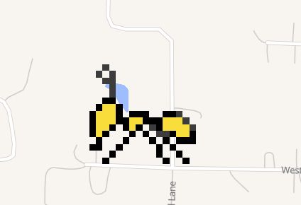 A yellow pixel art ant on a map