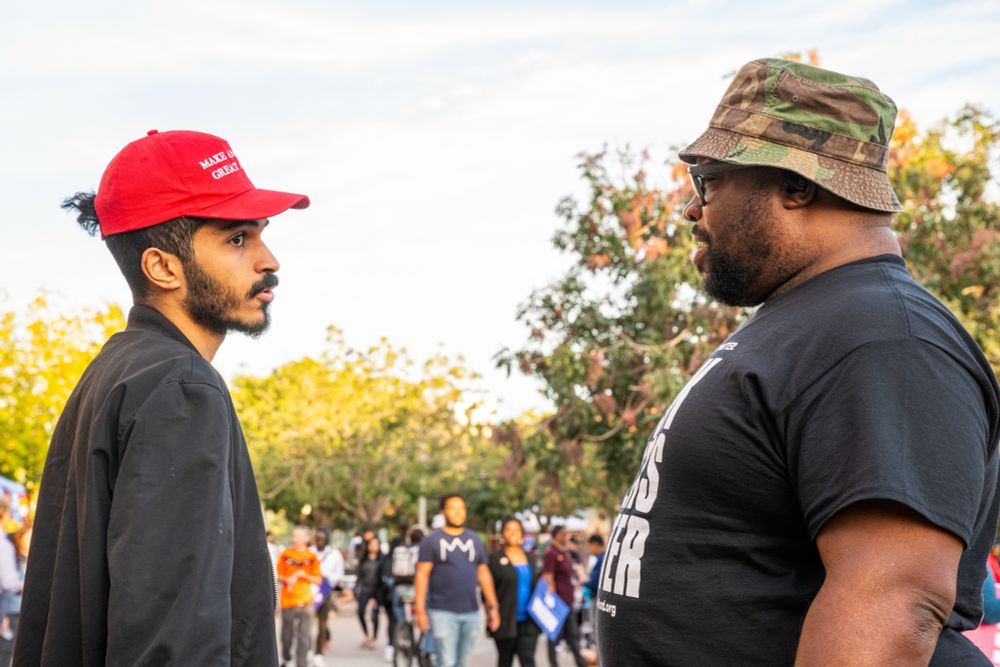 Voters confronting each other near an Arizona State University polling location on Election Day, made for The Wall Street Journal.