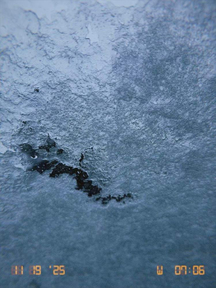 Ice collected over my windshield.