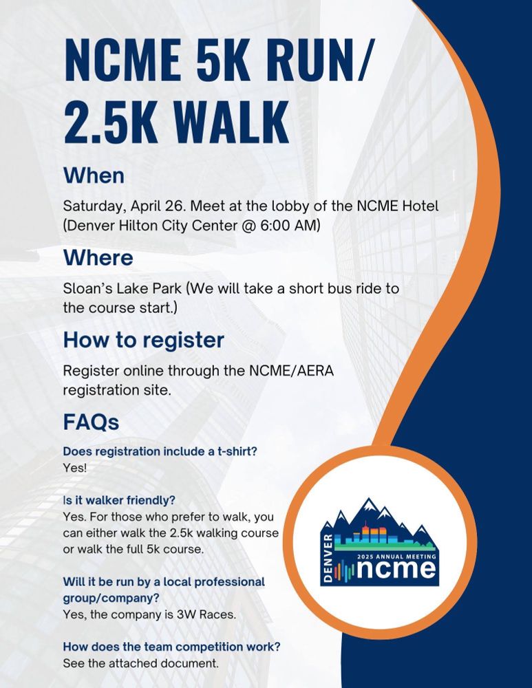 Flyer for the NCME 5K Run/2.5K Walk