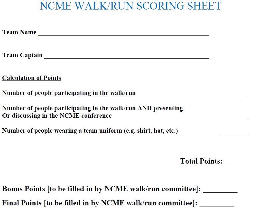 NCME Walk/Run Scoring Sheet