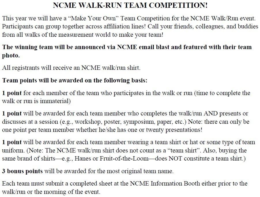 NCME Walk-Run Team Competition
