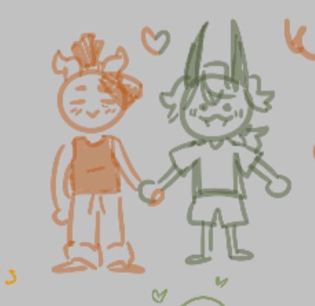 A small doodle of Coil and Shuriken holding hands in their pajamas