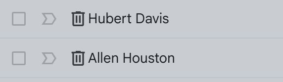 Emails from "Hubert Davis" and "Allen Houston," who share the names of former NBA players.
