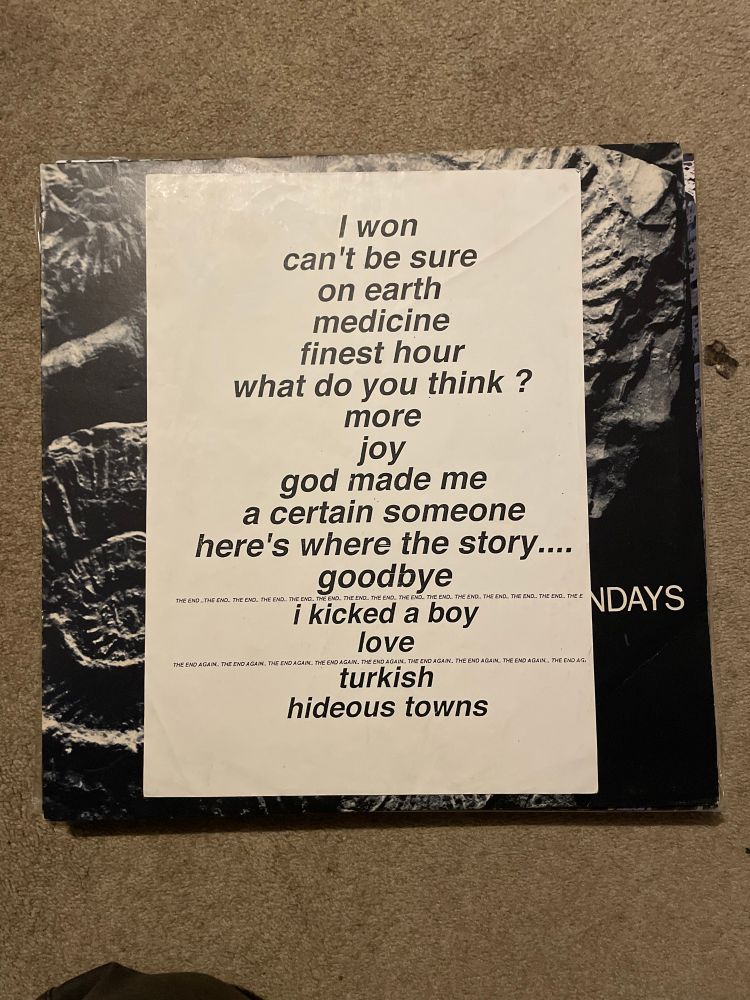 A vinyl edition of The Sundays’ album Reading Writing & Arithmetic with a setlist