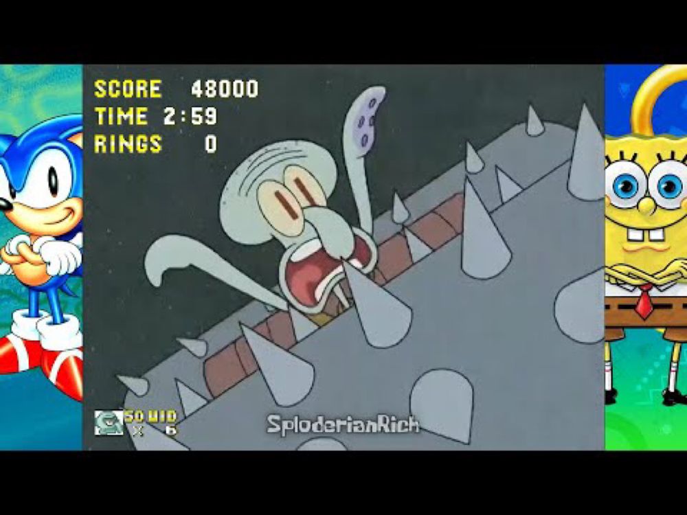 Squidward gets crushed to Sonic 3 & Knuckles music