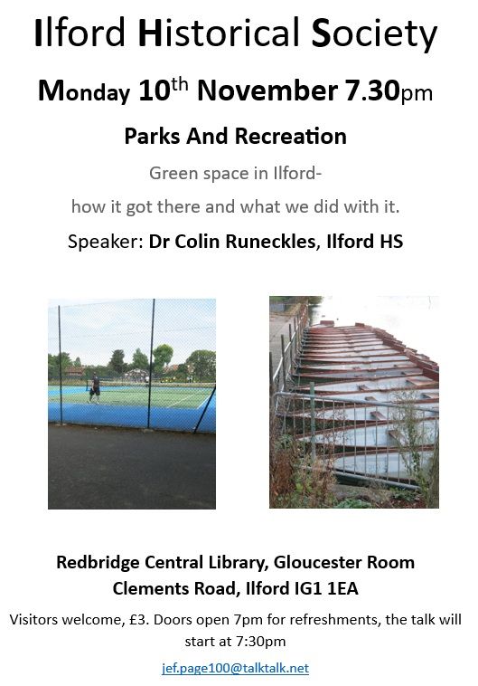 Parks & Recreation
Monday 10th November 2025
Gloucester Room, Redbridge Central Library