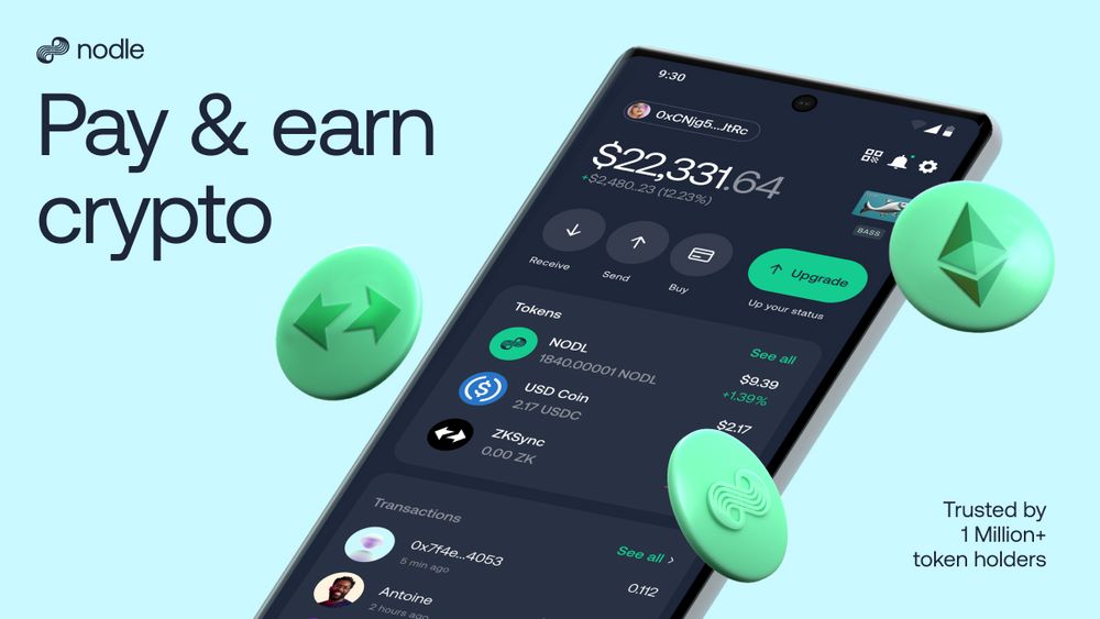 Pay & earn crypto from your phone. (image of phone and wallet balance)