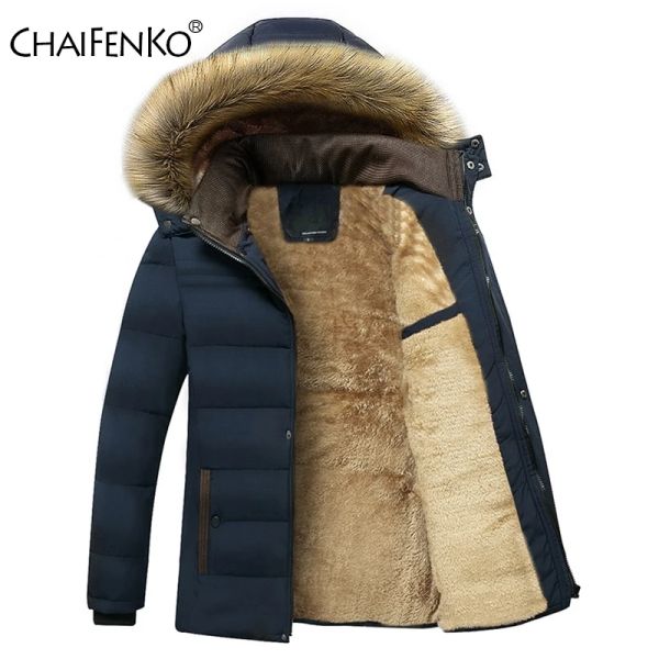 $23.20 | 2024 Winter New Warm Thick Fleece Parkas Men Waterproof Hooded Fur Collar Parka Jacket Coat Men Autumn Fashion Casual Parkas Men