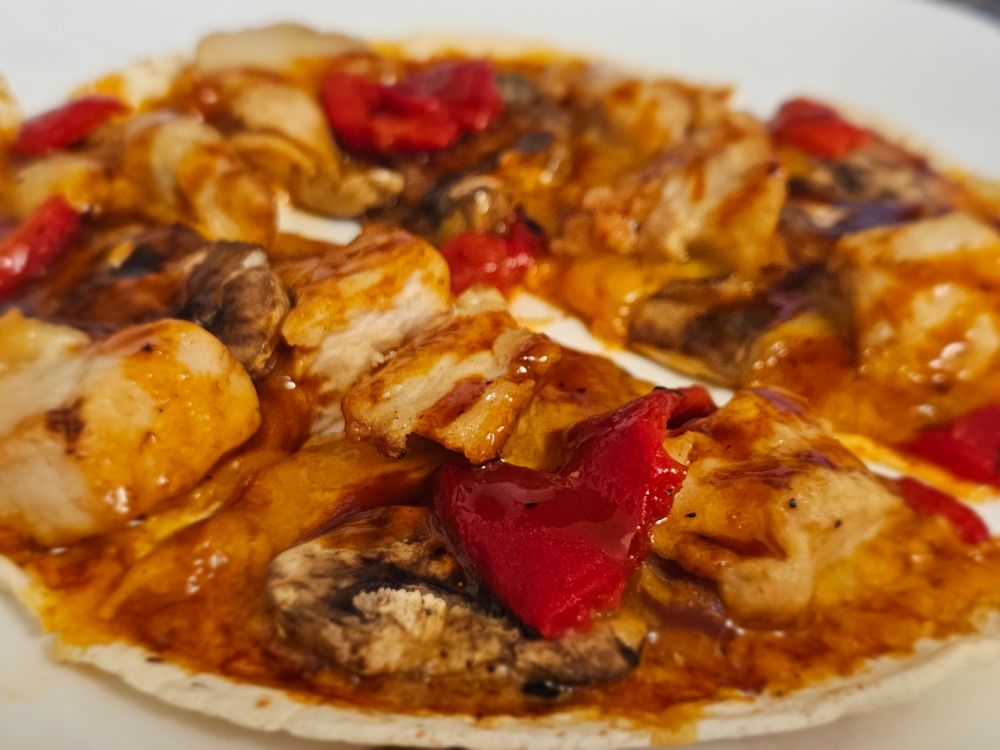 Homemade tortilla pizza