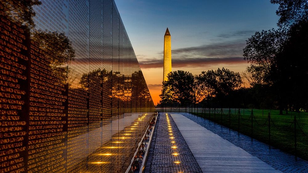 The wall of the fallen at the Vietnam War Memorial in Washington DC. 