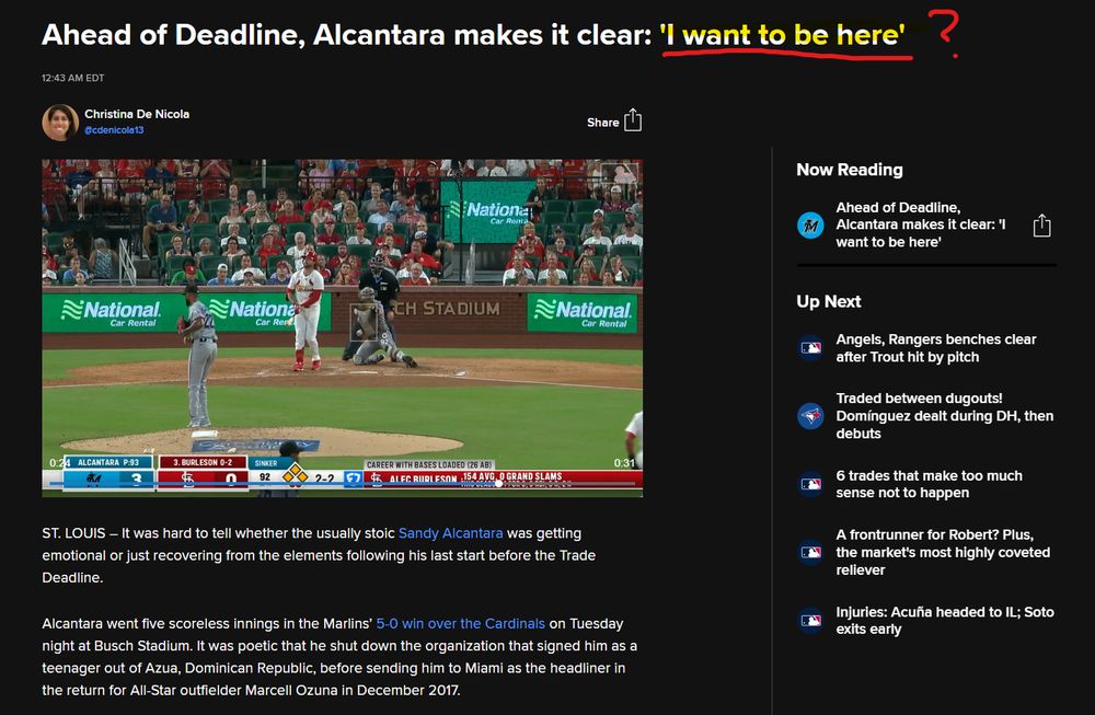 Sandy Alcantra says he wants to play in Miami.