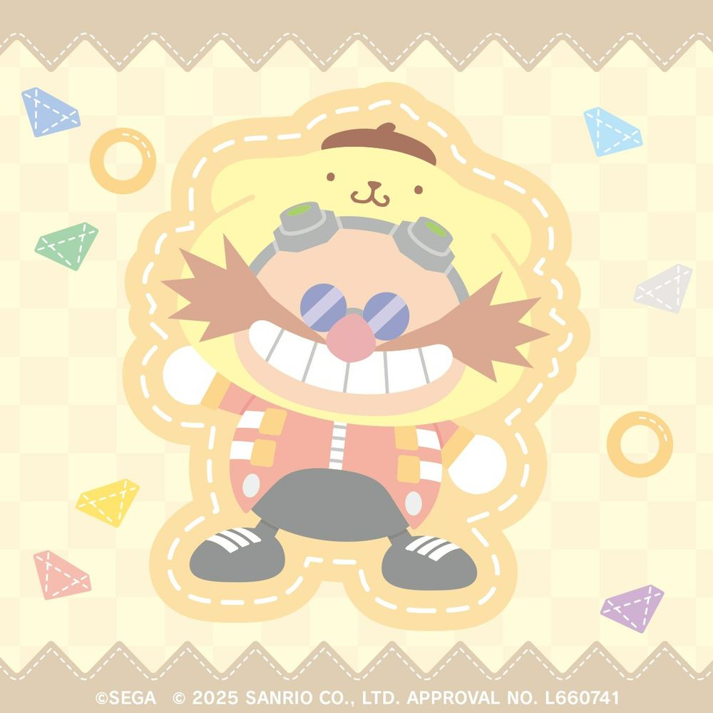 『SONIC & FRIENDS』と『サンリオキャラクターズ』コラボレーションイラスト 「Dr.エッグマン」×「ポムポムプリン」