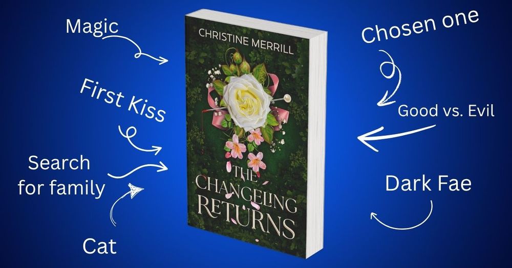 The changeling Returns book cover with tropes: Magic, first kiss, search for family, cat, chosen one, good v evil, dark Fae