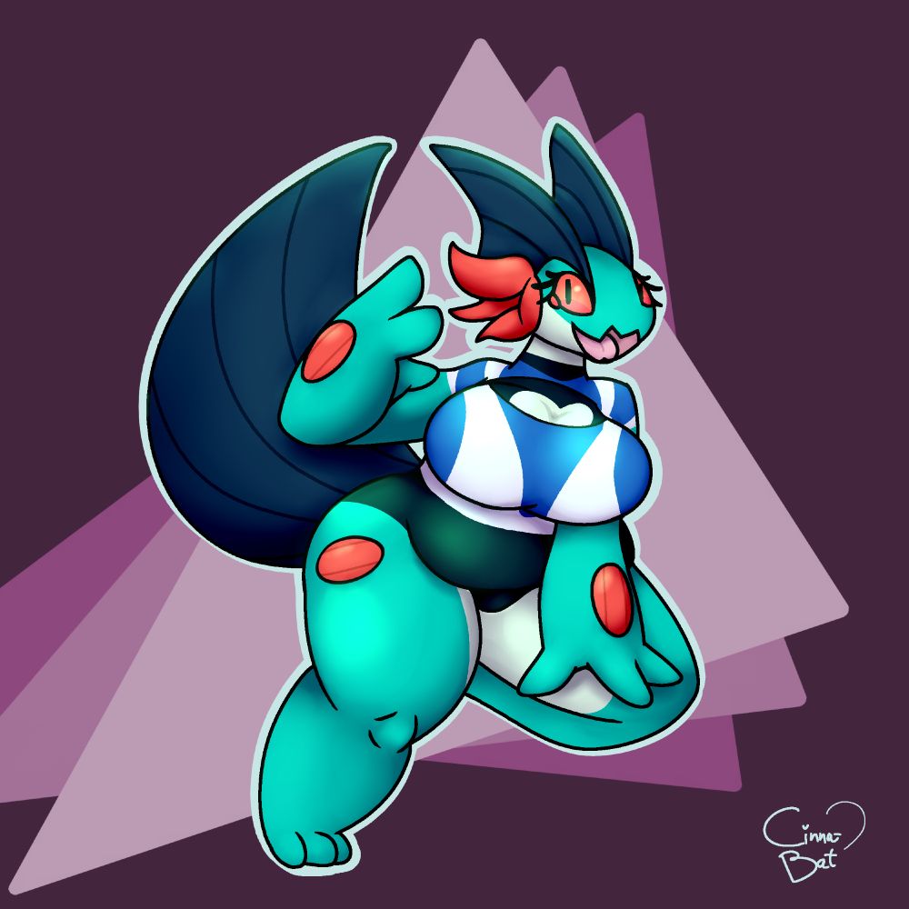 Picture of an anthropomorphic swampert from pokemon. Her name is Yanagi Lillia and she's super pretty okay? uwu