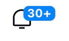 Screenshot of BlueSky app tightly cropped on the notifications button which has a  badge “30+”, implying the poster thinks he’s some kind of hot shot all of a sudden