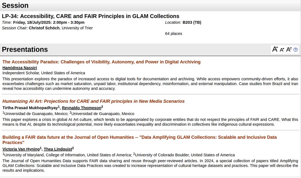 Screenshot from the conference programme, see link in post for machine-readable / accessible text. 
