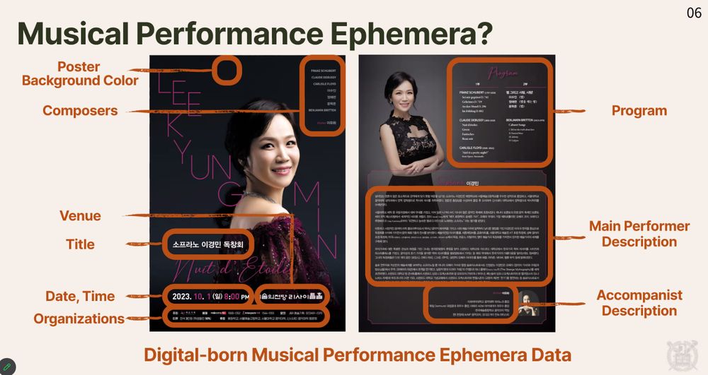 Screenshot showing a musical ephemerum (?) in tones of black and red. 