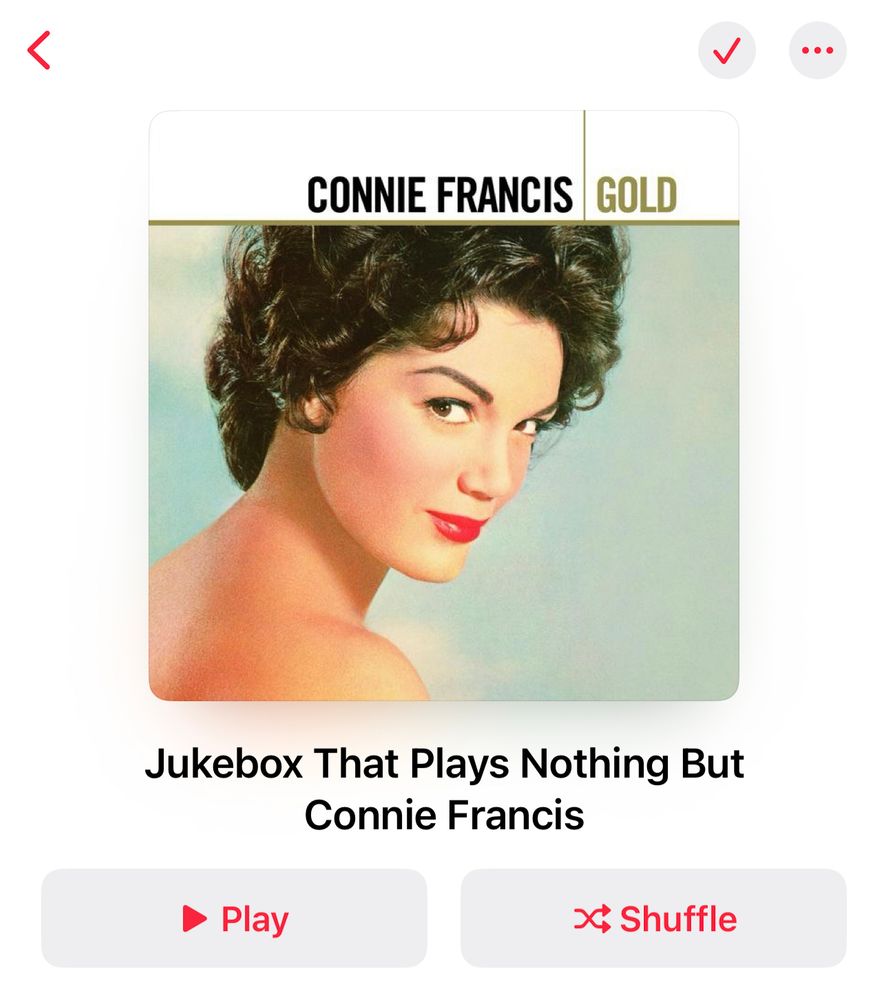 A screengrab of a playlist entitled “Jukebox That Plays Nothing But Connie Francis”