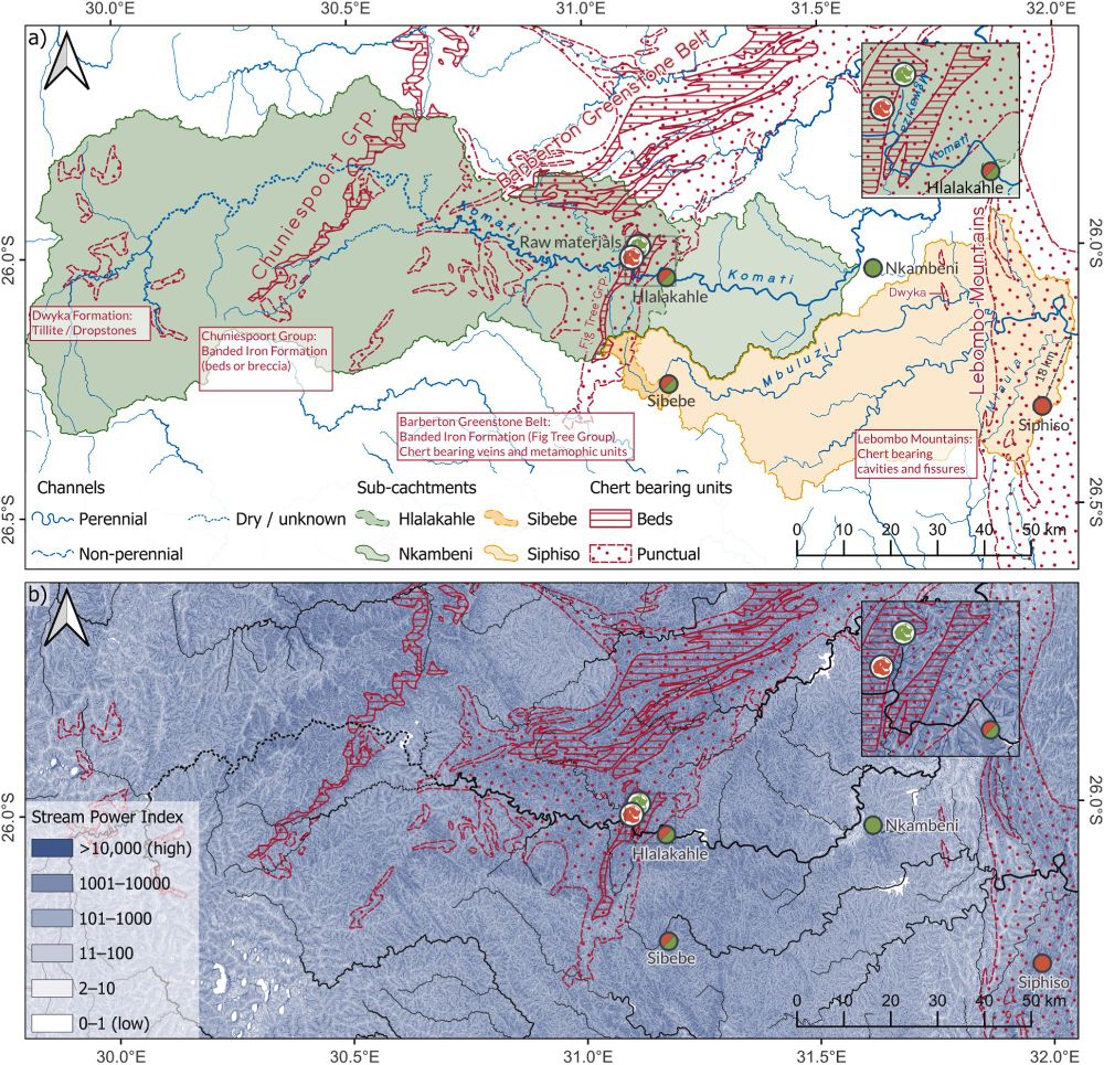 Stream power analysis in relation to chert bearing lithologies in the study area.