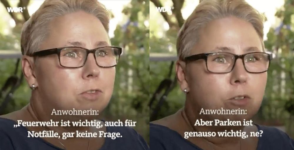 Jemand sagt: Feuerwehr ist wichtig, Parken sei aber gleichbedeutend