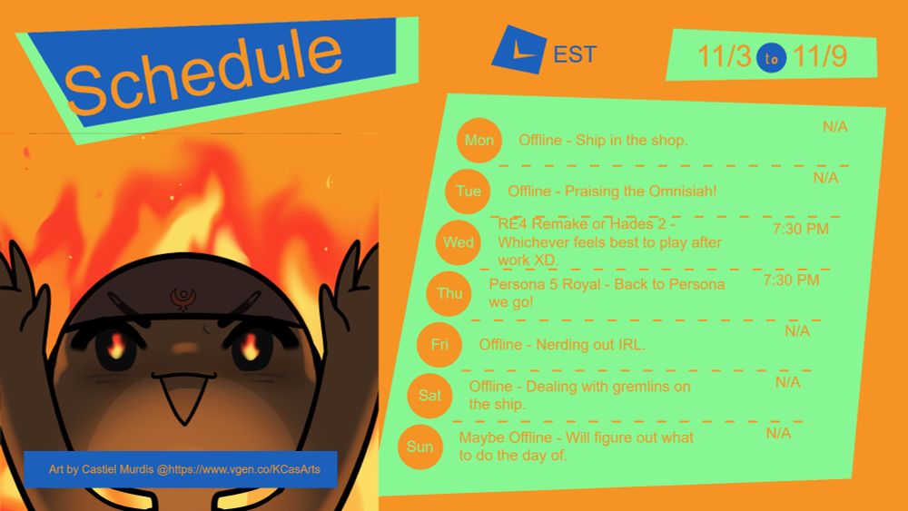 first stream schedule of November 2025