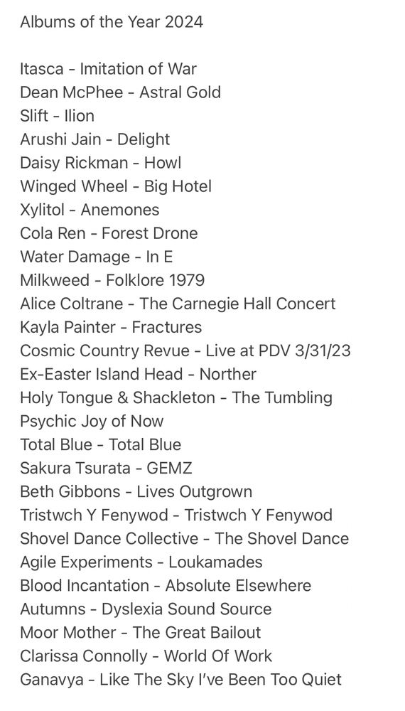 Favourite albums of the year list 