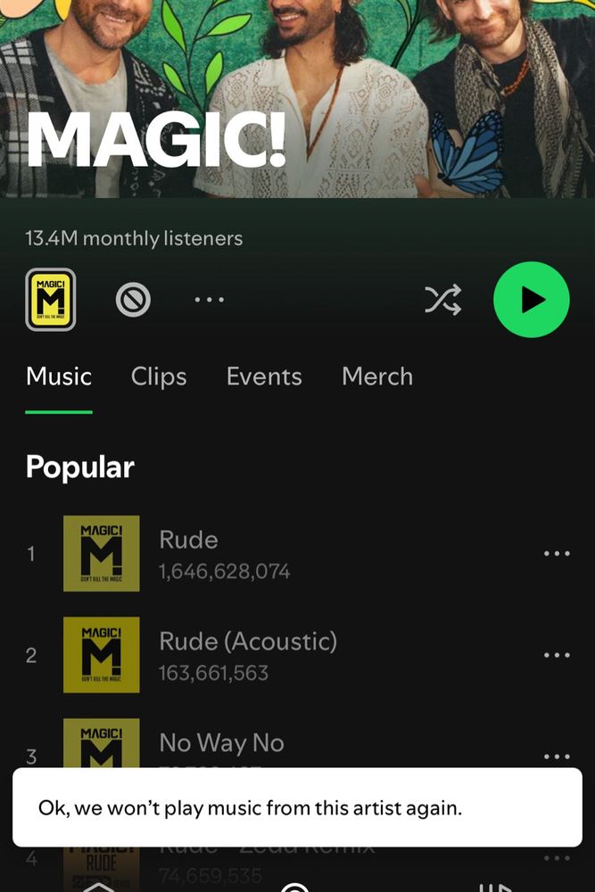 Me blocking my spotify from ever playing this song again.