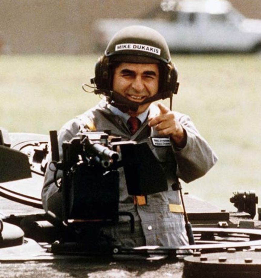 Michael Dukakis tank picture from 1988, which wrecked his presidential campaign.