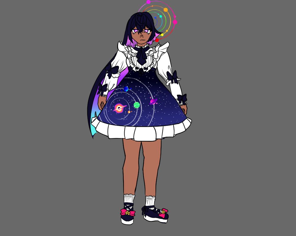 Character Design of A Lolita Fashion Space themed girl for art fight!