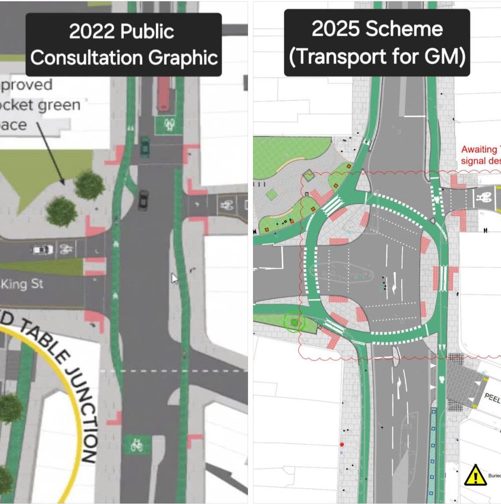 Old vs new design for King St junction, now showing a cyclops design