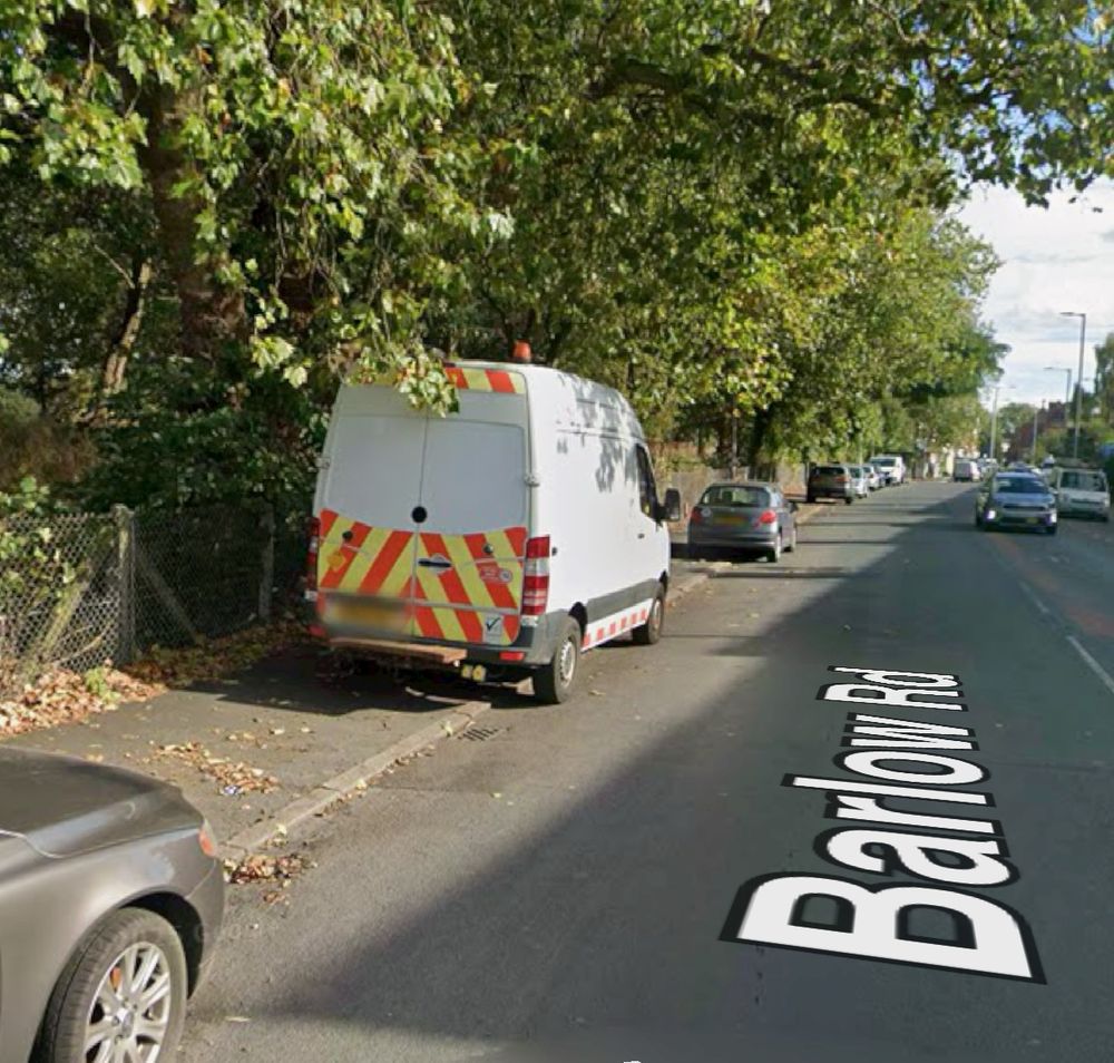 Van obstructing pavement