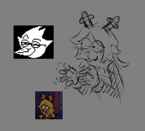 A sketch of Noelle from Deltarune, based on a sprite she makes when she thinks of strangling Berdly with her bare, cold hands