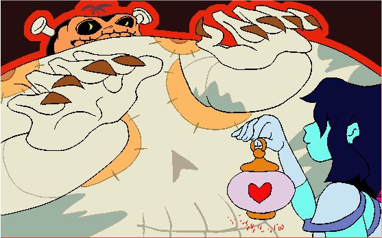 Kris and Jackenstein from Deltarune drew like the Zelda CDi cutscenes

A reference to another reference Toby added in the game, where he made Jack say "YOU DARE BRING LIGHT TO MY LAIR?!"