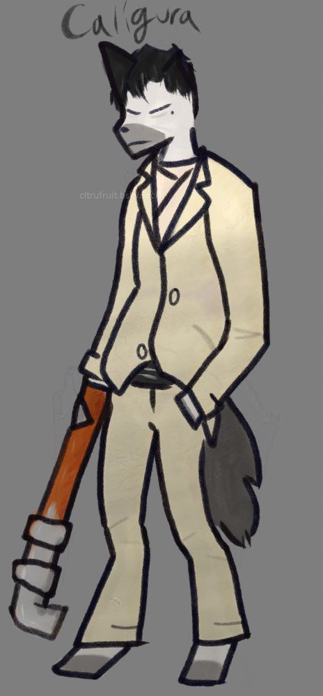 caligura from fear and hunger 2 termina drawn as a furry
