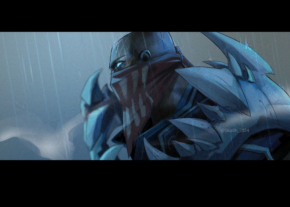Pyke fanart, league of legends fanart, Pyke in the rain cinematic ratio,