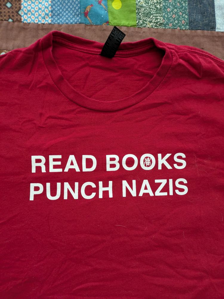 Book Moon bookstore T-shirt: "Read Books, Punch Nazis"