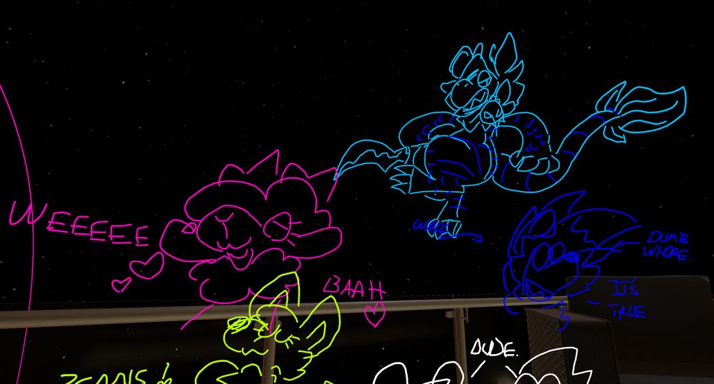 doodles of slark and gail and lycanwaff