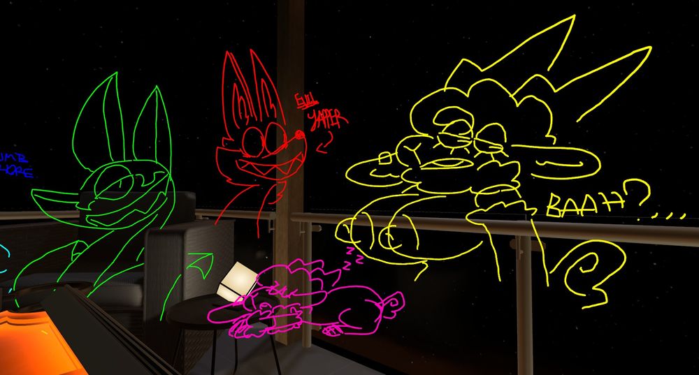 doodles of serperior, gail the sheep with big tits going baah?, a snoozing gail and an evil little creature
