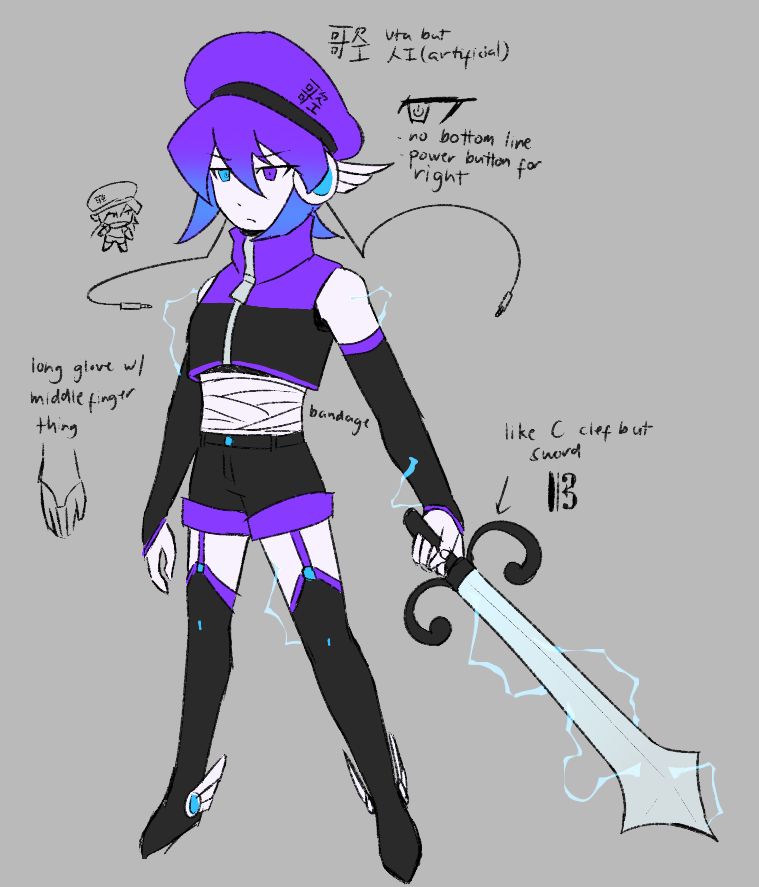defoko with a cool sword AND electricity surging through her woah...
