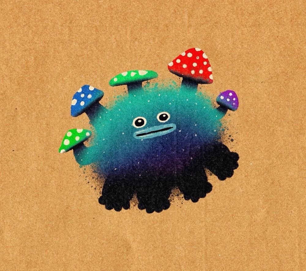 drawing of a blue mushroom sprite.
