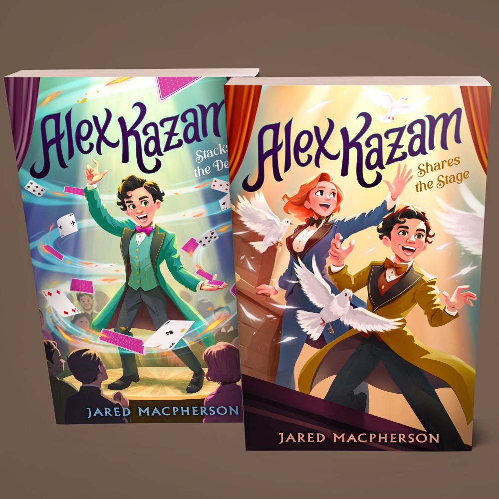 Two book cover mock-ups for a series about young magicians.