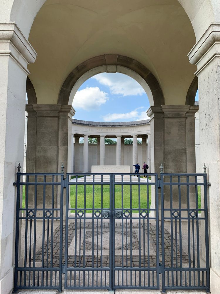 View if Cambrai Memorial through entrance gates