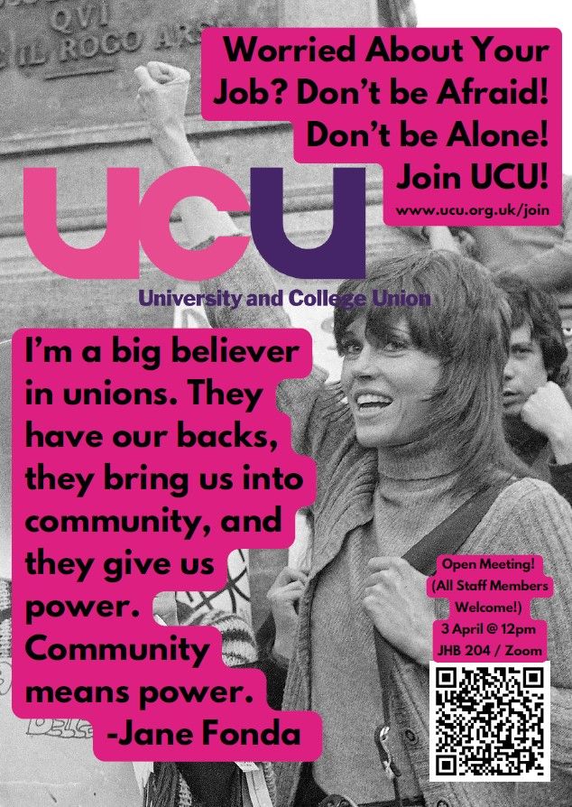 Image of Jane Fonda with the quote 'I'm a big believer in unions. They have our backs, they bring us into community, and they give us power. Community means power'.