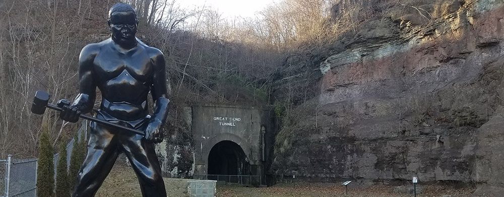 Statue of John Henry at the Great Bend train tunnel 