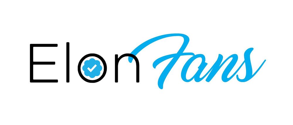 The old "onlyfans" logo, except it says Elon Fans instead. The blue checkmark icon sits inside the "o"