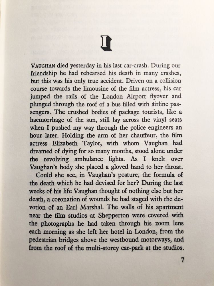 Crash by J.G. Ballard - First page