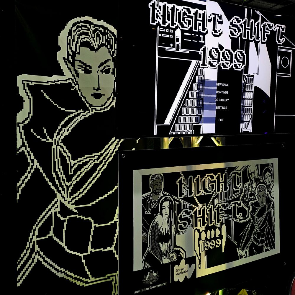 A booth with promotional material for Night Shift: 1999