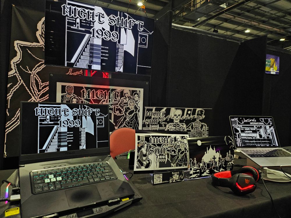 A booth with promotional material for Night Shift: 1999