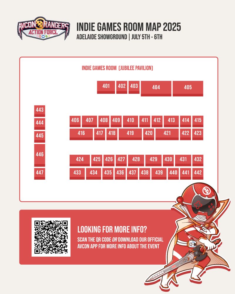 The indie games room map for AVCon 2025